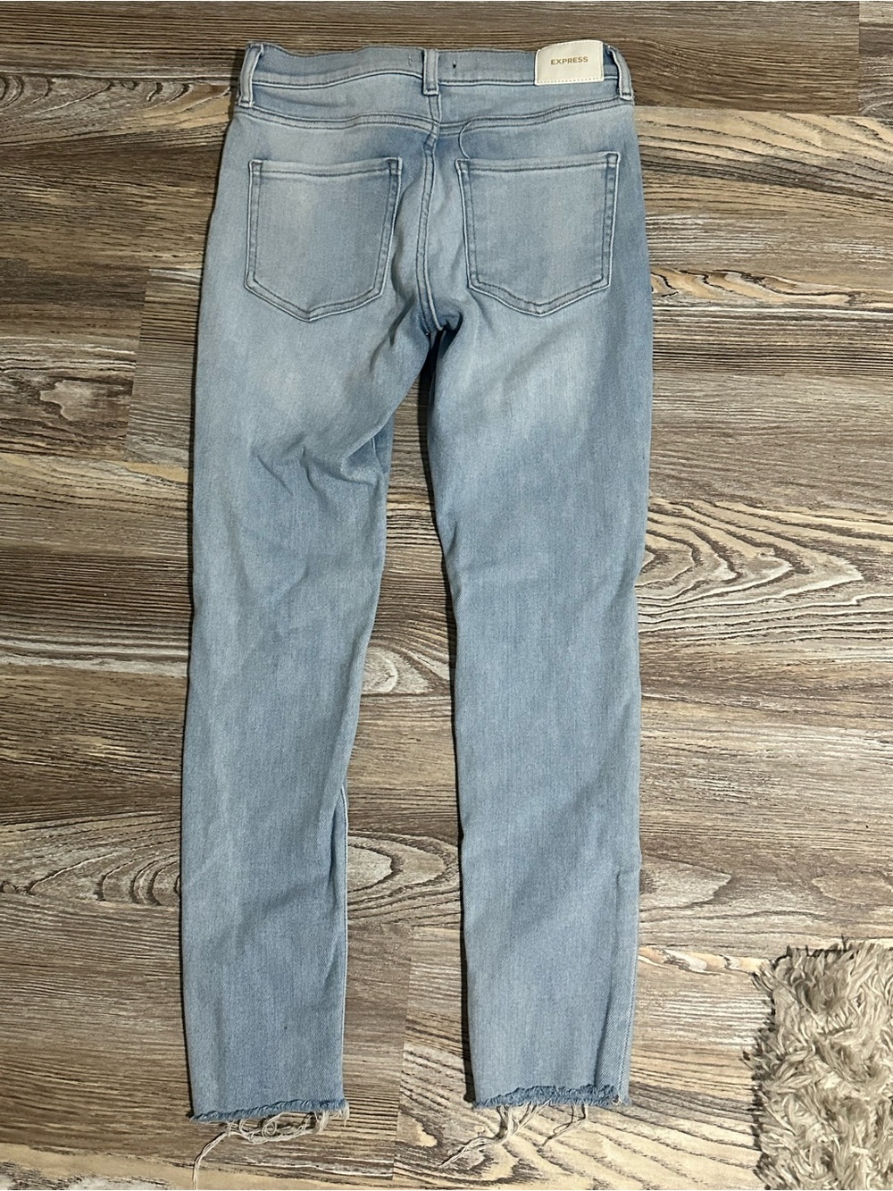Express Light Blue Distressed Skinny Jeans for Women - Picture 6 of 7